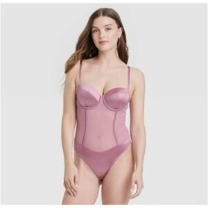 #72 MSRP $25 NWT ☆SOLD OUT☆ AUDEN MAUVE SATIN MESH BODYSUIT ♡ SIZE XS ♡